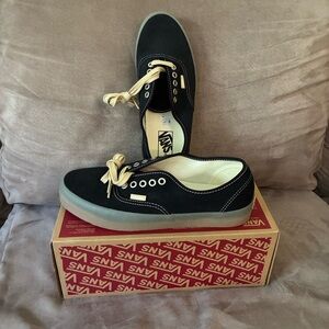 Vans Authentic New Crepe Phantom Black Suede Low-Profile Sneakers w/ Cream Laces